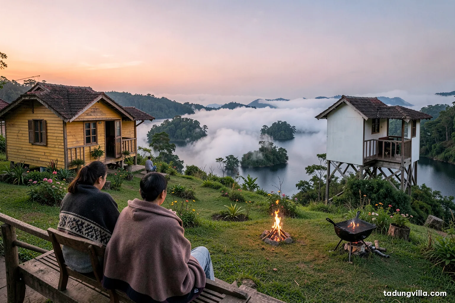 Săn mây và ngắm hồ từ hiên nhà